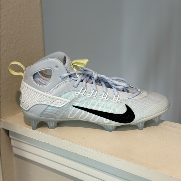 Nike Huarache 9 Elite Mid Lax SE Lacrosse Cleats Mens 9.5 White FV6149-001 - Picture 4 of 9